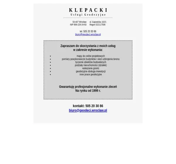Forum i opinie o geodeci.wroclaw.pl