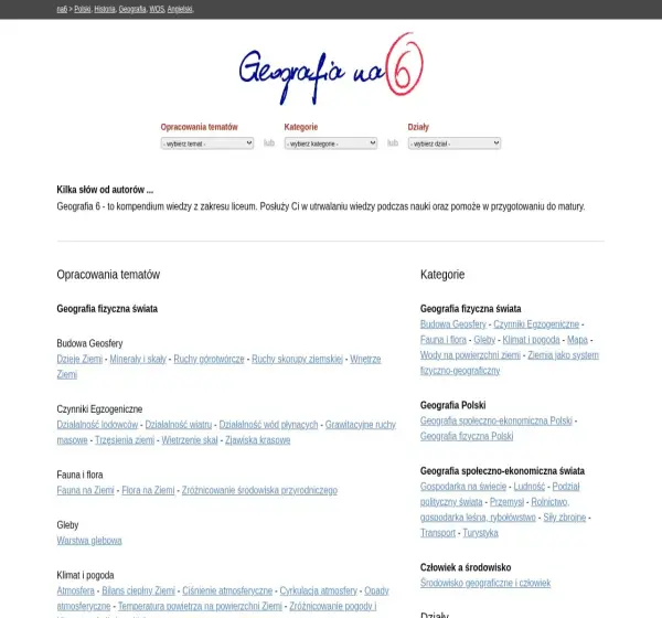 Forum i opinie o geografia.na6.pl