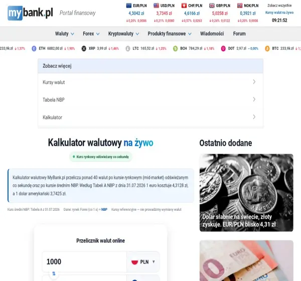 Forum i opinie o kalkulator-walutowy.mybank.pl