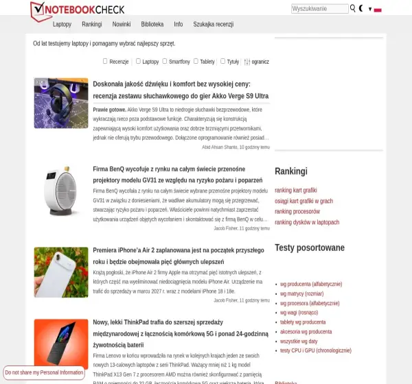 Forum i opinie o notebookcheck.pl